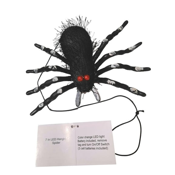 Scary Hanging Light Up LED 7 Inch Black Spider