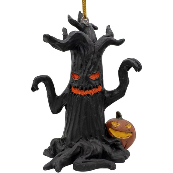 Scary Haunted Halloween Tree with Pumpkin Christmas Tree Creepy Ornament
