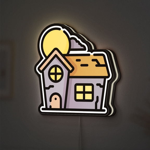 Scary Haunted House 3D Novelty Light Box, Spooky Halloween Light Featuring Abandoned House Scene for Paranormal Enthusiasts (Width 12 inch, 30cm)