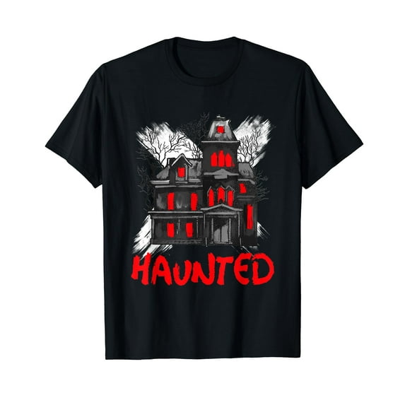 Scary Haunted House Horror Art Short Sleeve T-Shirt Black Tee Gift
