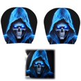 thumbnail image 1 of Scary Headrest Covers for Cars, 2 pcs Blue Skull Headrest Cover, Breathable Polyester Spooky Ghost Face Auto Seat Protector for Halloween Car Decorations, 1 of 6