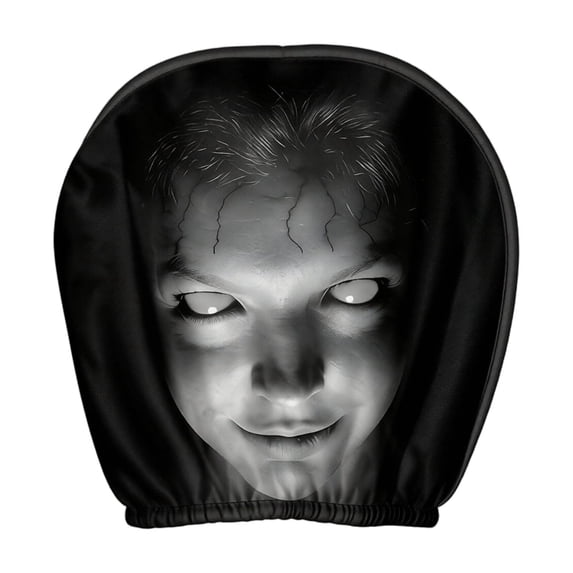 Scary Headrest Covers For Cars - Stretch Polyester Ghost Face Print, Universal Washable Protector For Truck SUV Vehicle