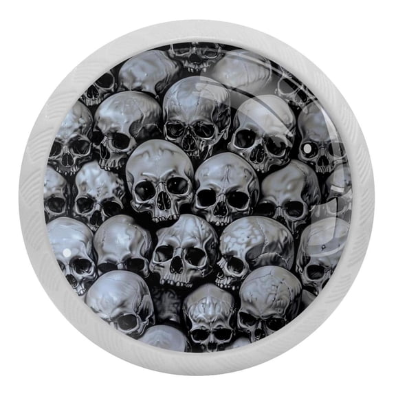 Scary Human Skull Head Crystal Glass Drawer Knob Pull Ergonomic 30mm Circle Glowing Furniture Cabinet Handle for Kitchen Dresser Cupboard Wardrobe