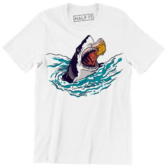 Scary Hungry Shark Eating A Slice Of Pizza Cool Ocean Creature Men's T-Shirt