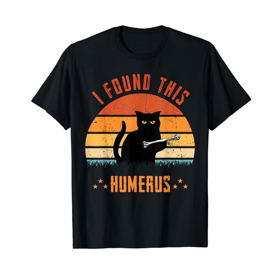 Scary I Found This Humerus Cat Black Humorous T-Shirt