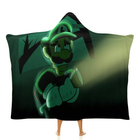 Scary Luigi's Mansion Soft Wearable Blanket Hoodie Hooded Blanket Warm Decor Gift For Kids Adult For Sofa Bed Office