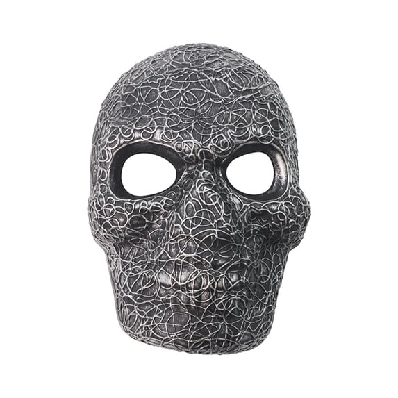 Scary Mask 9 Inch Full Face Skull Halloween Mask Masquerade Mask for Men and Women for Halloween Party Silver, 1 Pack