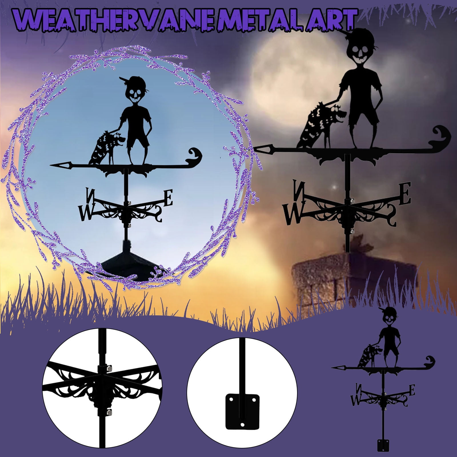 Scary Metal Spinning Weather Vane Garden Decoration Wind Direction