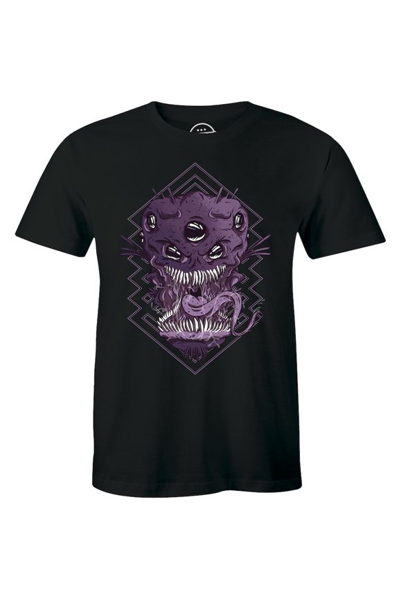 Scary Monster Alien Head Many Eyes Wide Open Mouth Sharp Teeth Long Tongue Tee All Size S-5XL