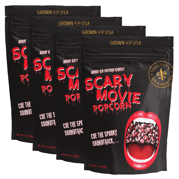 Scary Movie Popcorn Bloody Red Kernels - Perfect for Halloween Home Movie Nights & Popcorn Machines - Dell Cove Spices & More, 2LBs