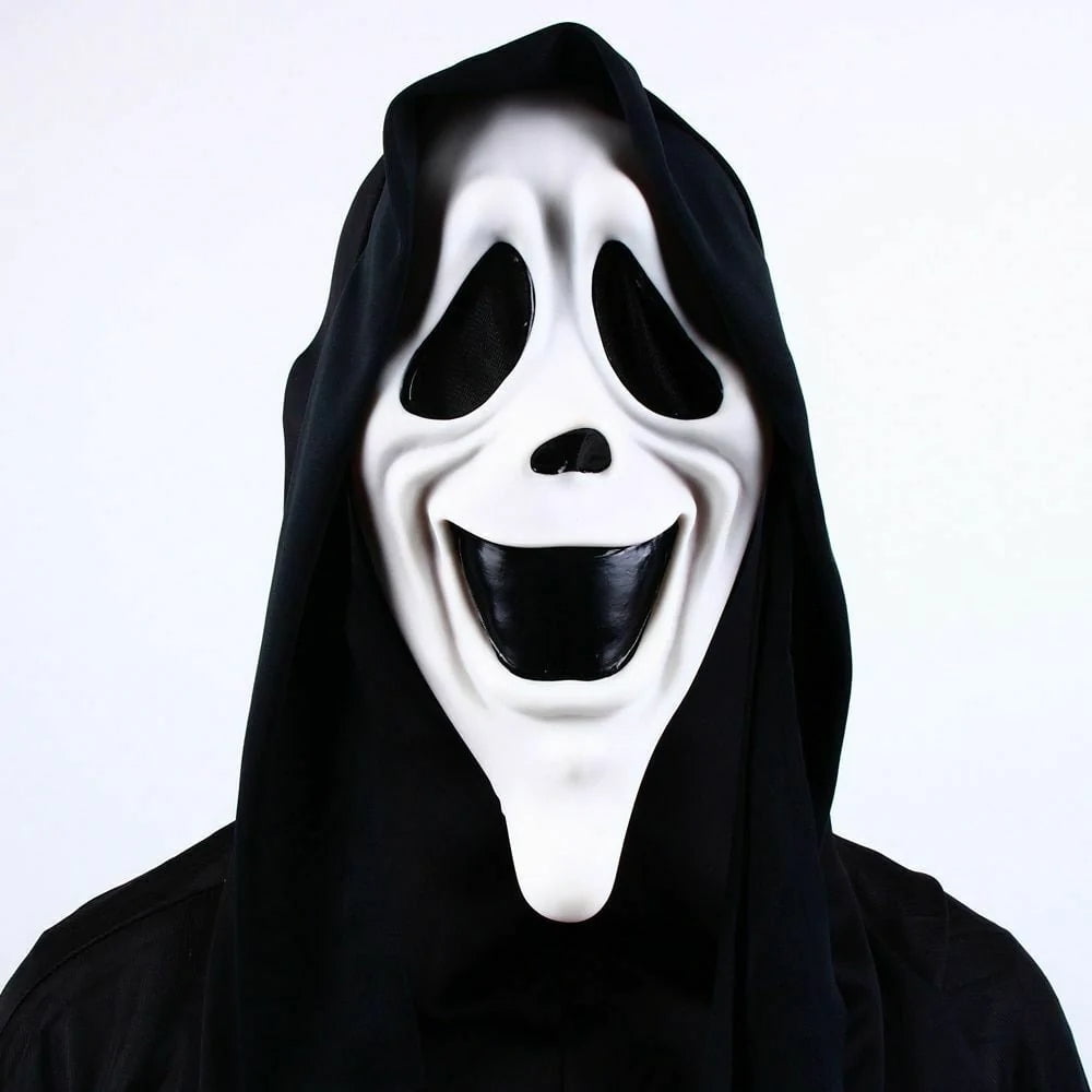 Scary Movie Smiley Ghost Face With Shroud Costume Mask With flaws NWT 