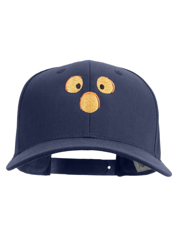 Scary Pumpkin Face Embroidered Six Panels Pro Style Cap - Navy OSFM