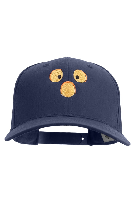 Scary Pumpkin Face Embroidered Six Panels Pro Style Cap - Navy OSFM