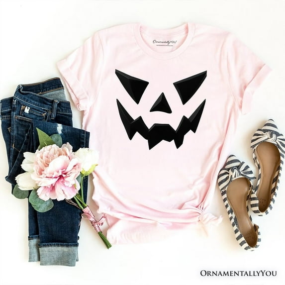 Scary Pumpkin Face T‑Shirt, Minimalist Tee with Spooky Flair