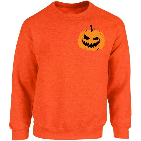 Scary Pumpkin Face Unisex Sweatshirt Halloween Sweater for Her Him - S M L XL 2XL 3XL 4XL 5XL Graphic Tee - Women Men Crewneck Funny Happy Halloween Holiday Gift