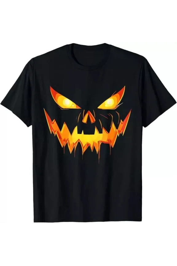 Scary Pumpkin Jack O Lantern Face Halloween Unisex T-Shirt.webp