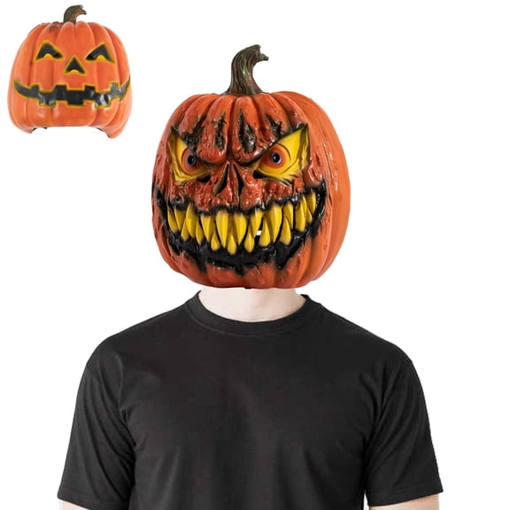 Scary Pumpkin Mask, Full Head Bloody Pumpkin Head Mask Cosplay Props Men Women,Latex Jack o Lantern Masks for Halloween Party Carnival,Creepy Double Face Hallowee Masks