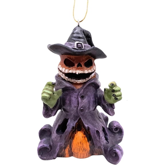 Scary Pumpkin Monster Witch Halloween Christmas Tree Ornament Lights Up