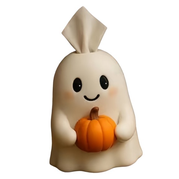 Scary Pumpkin Specters Design Tissue Paper Dispenser Durable Resin Bathroom Kitchen Countertop Organizers