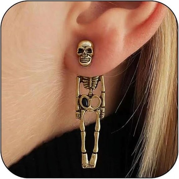 Scary Punk Halloween Party Accessories for Women Bloody Knife and Skull Head Pendant Earrings Spooky Costume Jewelry