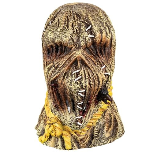Scary Scarecrow Mask Costume, Halloween Full Head Evil Masks, Horror Scarecrow Headgear Mask for Halloween Cosplay Masquerade Costume Party