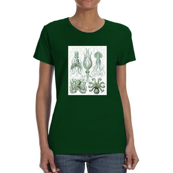 Scary Sea Creatures T-Shirt Women -Fab Funky Designs, Female XX-Large