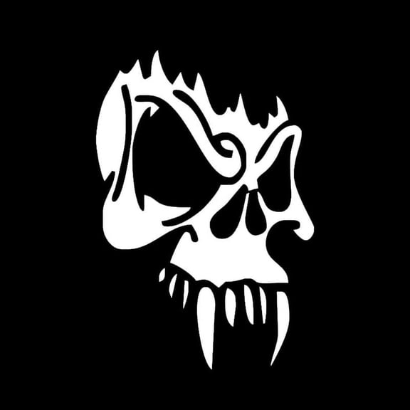 Scary Skull Fangs Vinyl Decal Sticker | Cars Trucks Vans Walls Laptops Cups | White | 5.5 inches | KCD1006