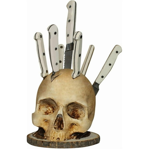 Very Scary Skull Knife Holder for Kitchen Storage, Funny Skeleton Knife Holder, Halloween Horror Kitchen Storage Head Rack, Skeleton Knife Stand for Halloween Party, Unique Kitchen Sutff