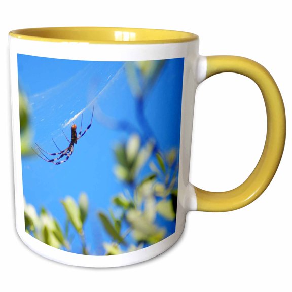 3drose, Scary Spider, 11oz Two-tone Yellow Mug