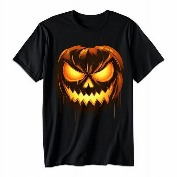 Scary Spooky Jack O Lantern Face Pumpkin Men Boys Halloween T-Shirt New Cotton Black Tee XS-5XL