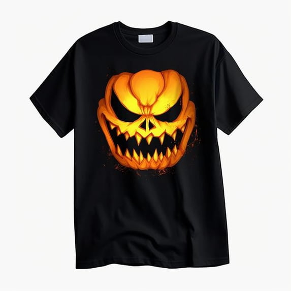 Scary Spooky Jack O Lantern Face Pumpkin Men Boys Halloween T-Shirt New Cotton Black Tee XS-5XL