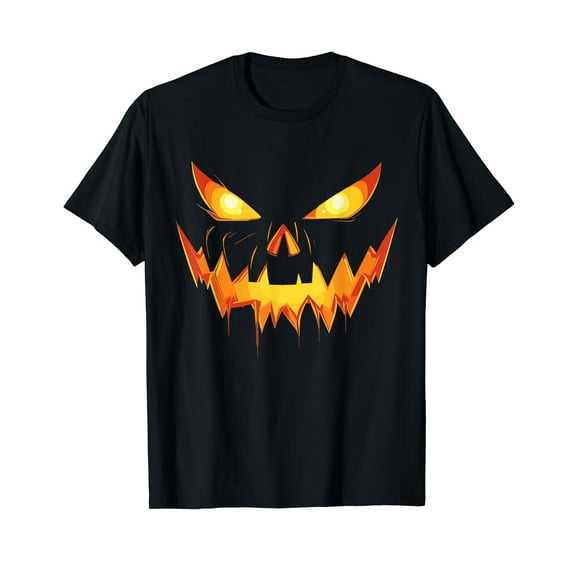 Scary Spooky Jack O Lantern Face Pumpkin Men Boys Halloween T-Shirt