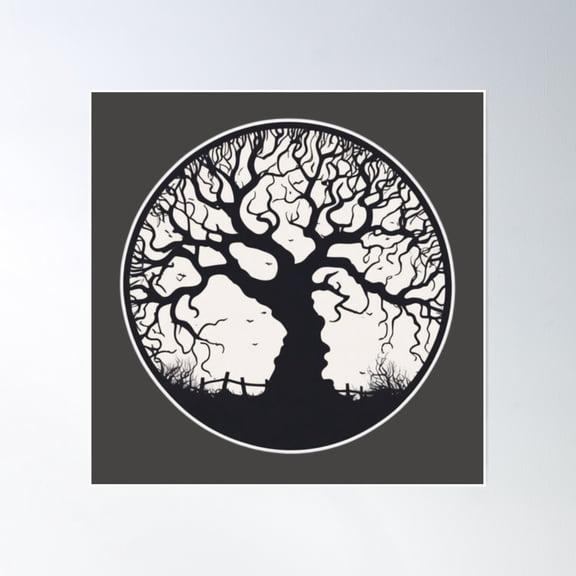 Scary Tree Art Poster Wall Art, Modern Wall Decor, 24x24 UNFRAMED