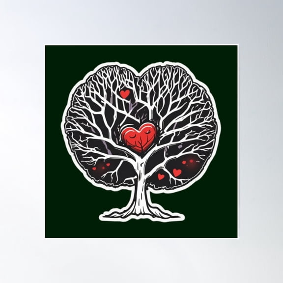 Scary Tree Design Poster Wall Art, Modern Wall Decor, 24x24 UNFRAMED