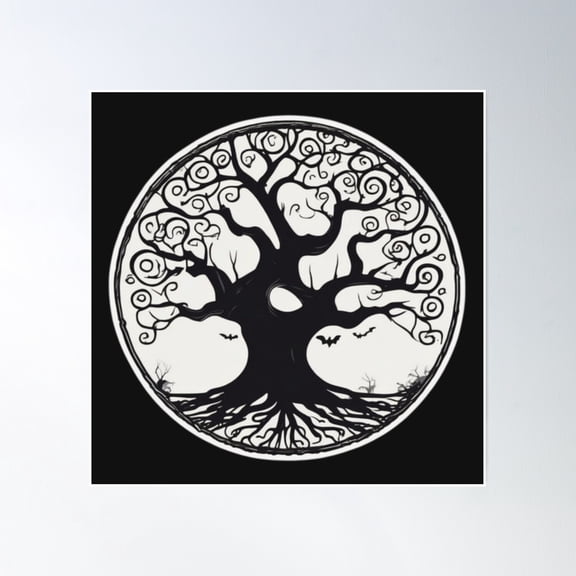 Scary Tree Poster Wall Art, Modern Wall Decor, 16x16 UNFRAMED