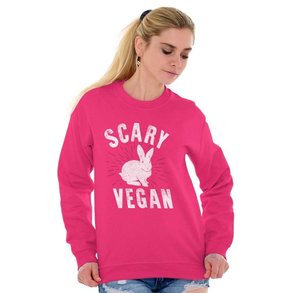 Scary Vegan Bunny Rabbit Vegetarian Sweatshirt for Men or Women Brisco Brands L
