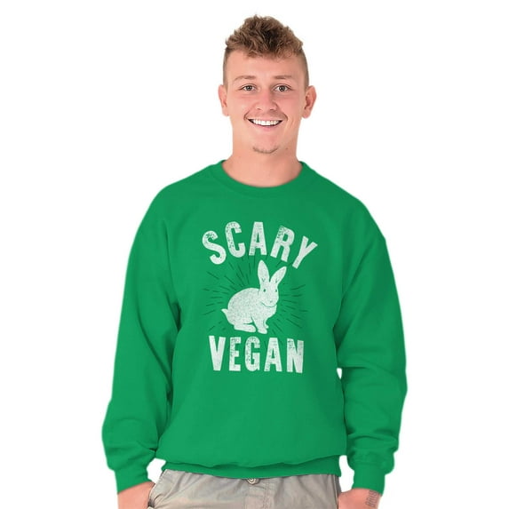 Scary Vegan Bunny Rabbit Vegetarian Sweatshirt for Men or Women Brisco Brands S