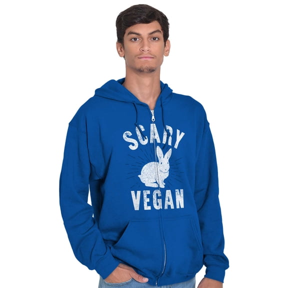 Scary Vegan Bunny Rabbit Vegetarian Unisex Plus Size Zip Hoodie Brisco Brands 5X