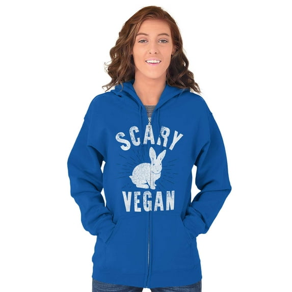 Scary Vegan Bunny Rabbit Vegetarian Zip Up Hoodie Men's Women's Brisco Brands L