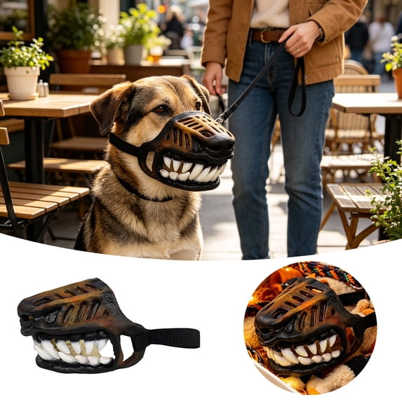 Scary Werewolf Dog Muzzle with Big Teeth - Colorful Mask Funny for Halloween Fun and Cool Dog Muzzle with Adjustable Straps