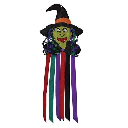 In the Breeze 4916 — Scary Witch Head Holiday 40-inch Outdoor Fabric Halloween Windtail