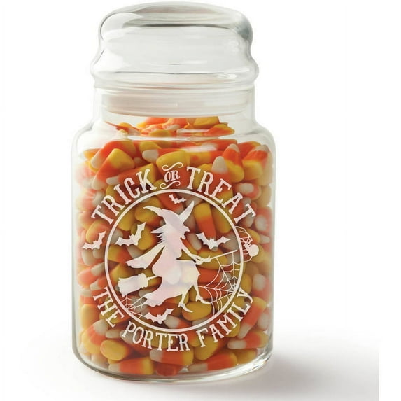 Scary Witch Personalized Glass Treat Jar