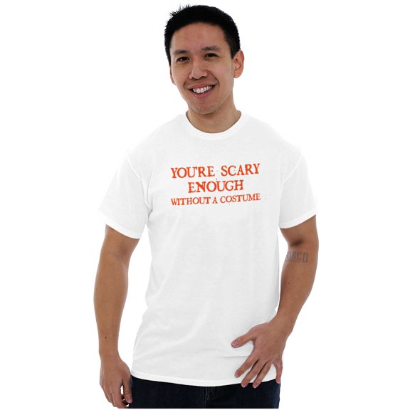 Scary Without A Costume Halloween Men's Graphic T Shirt Tees Brisco Brands L