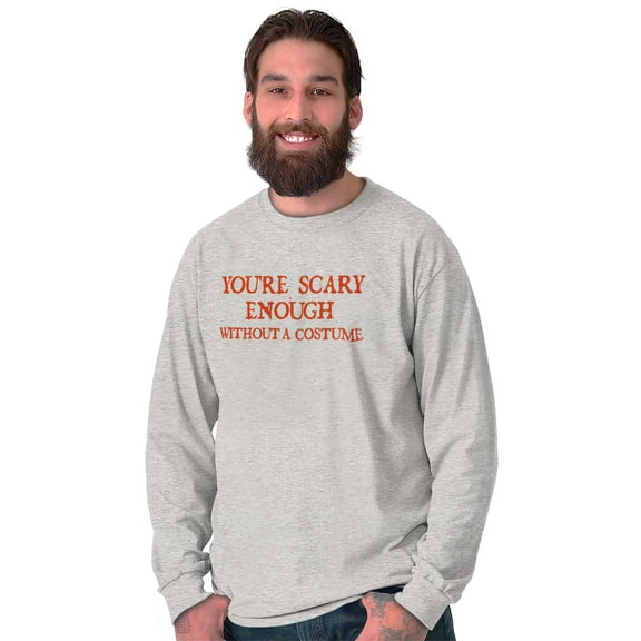 Scary Without A Costume Halloween Plus Size Long Sleeve Graphic Tee Shirt Brisco Brands 3X