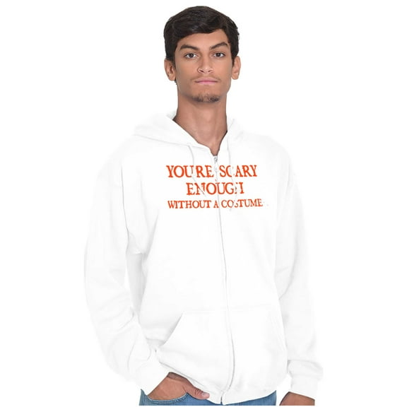 Scary Without A Costume Halloween Zip Up Hoodie Men's Women's Brisco Brands L