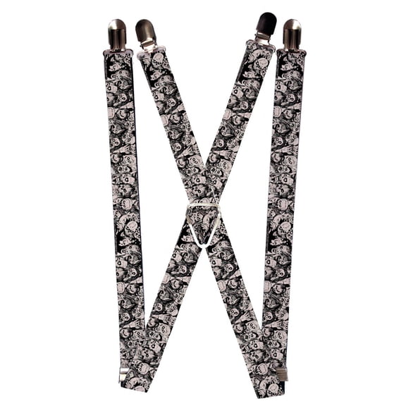 Scary Zombie Face All Over Collage Suspenders