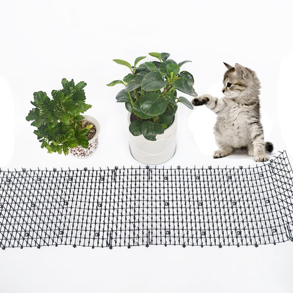 Scat Mat for Cats and Dogs, Humane PP Spike Prickle Strip Barrier with Safe Blunt Spikes, Flexible Connectable Animal Repellent Net for Garden Plant Protection Yard Tree Isolation