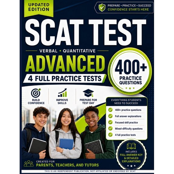 Scat Test Preparation SCAT Test Prep - Advanced Level: 4 Full-Length Practice Tests for the CTY Gifted and Talented Program (Grade 6 and Up), Book 3, (Paperback)