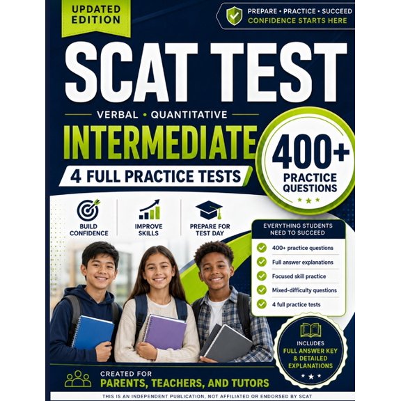 Scat Test Preparation SCAT Test Prep - Intermediate Level: 4 Full-Length Practice Tests for the CTY Gifted and Talented Program (Grade 4 and G, Book 2, (Paperback)