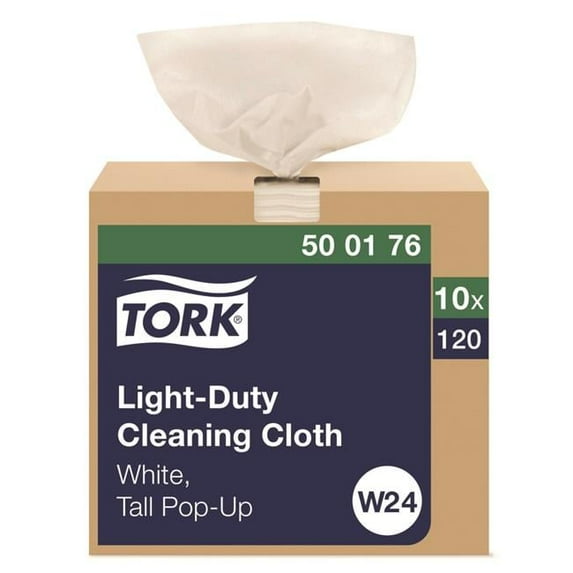 Tork Light Duty Cleaning Cloth Pop Up Box 1-Ply White 1200 Cloths 500176